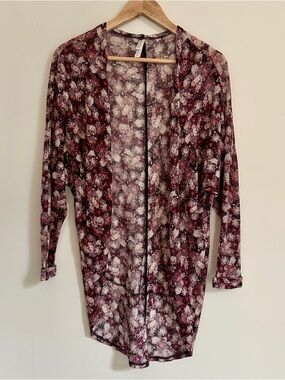 Lightweight Open Front Floral Cardigan